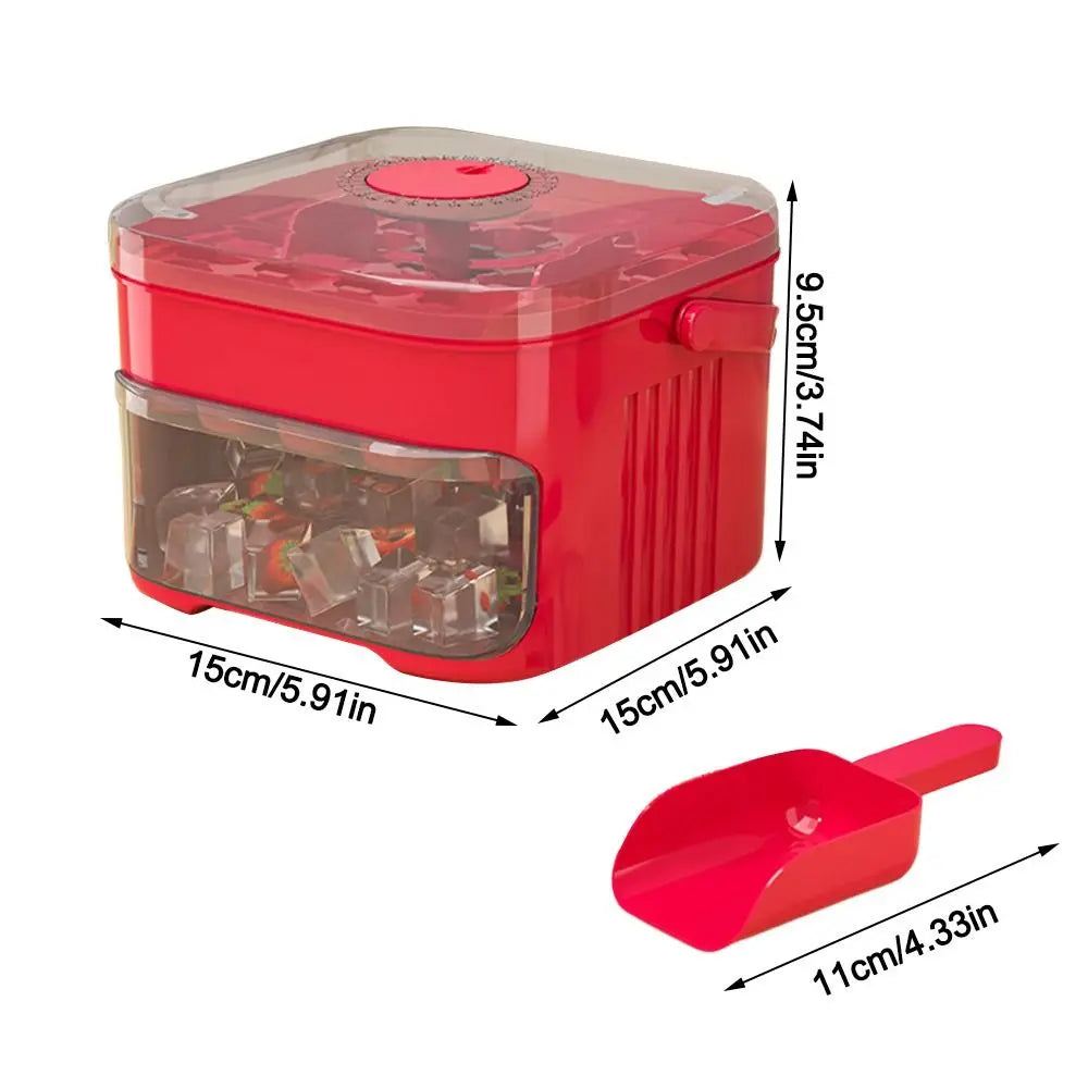 50-Cube Ice Maker with Easy Press Cap Double Layer Ice Cube Maker Refrigerator Household Ice Storage Ice Box