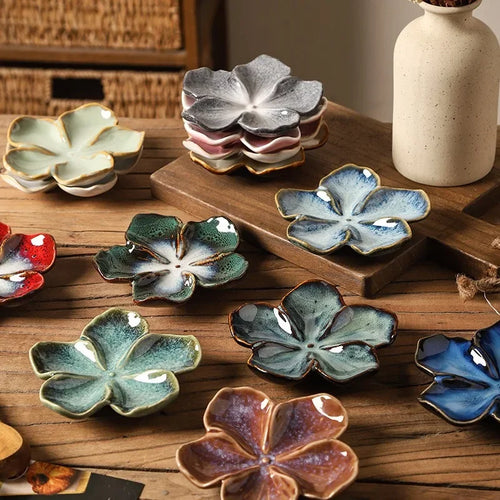 Vintage Flower Shaped Ceramic Dipping Sauce Dish